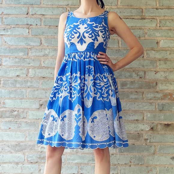 Anthropologie Dresses & Skirts - Anthro Lace Dress Azure Blue Fit Flare Tracy Reese